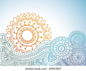 Detailed henna abstract sunrise.