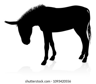 A detailed high quality donkey farm animal silhouette