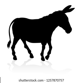 A detailed high quality donkey farm animal silhouette