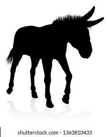 A detailed high quality donkey farm animal silhouette
