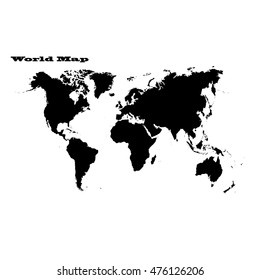 Detailed, high resolution, accurate vector map of the world printed in black ink on a white background.