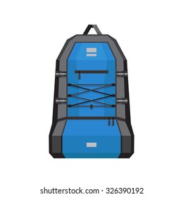 Detailed hiking backpack. Vector illustration, flat style.