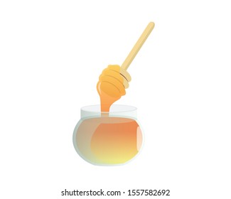 Detailed Honey in the Jar with Stick Illustration