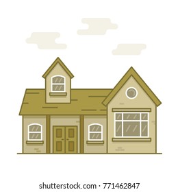 Detailed house vector flat illustration.