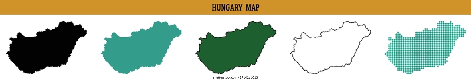 Detailed Hungary map bundle inspired graphic with dotted pattern for commercial design needs