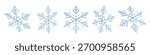 Detailed ice crystal snowflake vector icon set. Collection of five unique frozen winter shapes with sharp symmetry and subtle translucent blue effects. For holiday and seasonal designs. Isolated 3d.