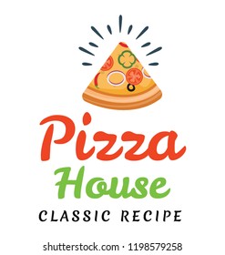 
Detailed icon design of pizza house
