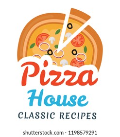 
Detailed icon design of pizza house
