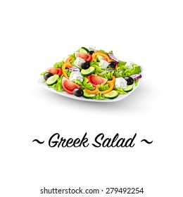 Detailed Icon. Greek salad on white background.