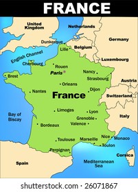 Detailed illustrated map of France.