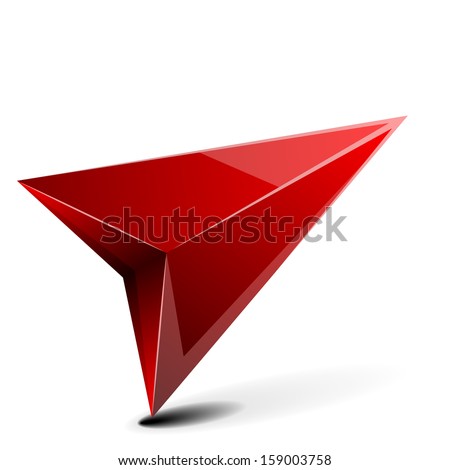 detailed illustration of a 3D gps arrow with shadow isolated on white