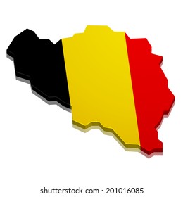 detailed illustration of a 3D map of belgium with flag, eps10 vector
