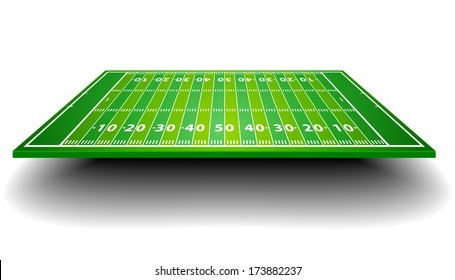 Detailed Illustration Of An American Football Field With Perspective, Eps10 Vector