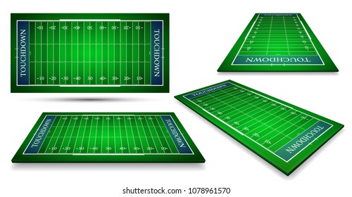 detailed illustration of an American Football fields with different perspective, eps10 vector.