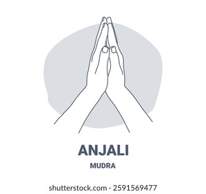 A detailed illustration of Anjali Mudra, a symbolic hand gesture in yoga and meditation. Ideal for wellness, mindfulness, and spiritual content.