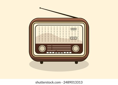 Detailed illustration of an antique radio with brown color 