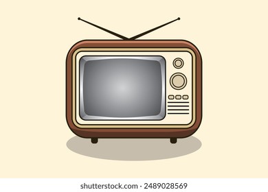 Ilustración detallada de un televisor antiguo con color marrón