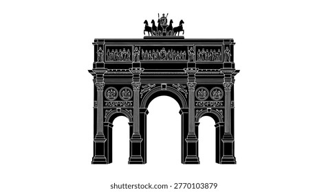 Detailed illustration of Arc de Triomphe