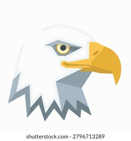 A detailed illustration of a bald eagle head, showcasing sharp beak and keen eyes.