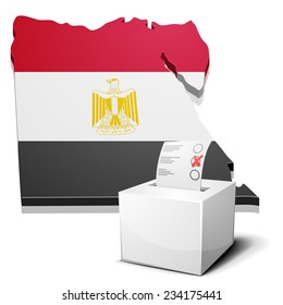 detailed illustration of a ballotbox in front of a map of Egypt, eps10 vector