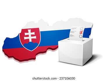 ilustración detallada de una urna electoral frente a un mapa de Eslovaquia, vector eps10