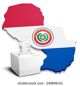 detaillierte Abbildung eines Balletts vor einer Karte von Paraguay, eps10 Vektor