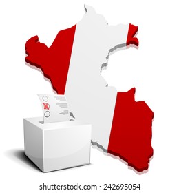detailed illustration of a ballotbox in front of a map of Peru, eps10 vector