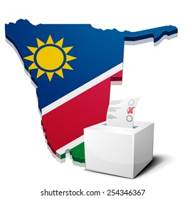 detailed illustration of a ballotbox in front of a map of Namibia, eps10 vector