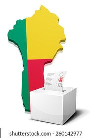 detaillierte Abbildung eines Balletts vor einer Karte von Benin, eps10 Vektor