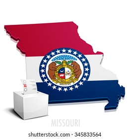 detailed illustration of a ballotbox in front of a map of Missouri, eps10 vector