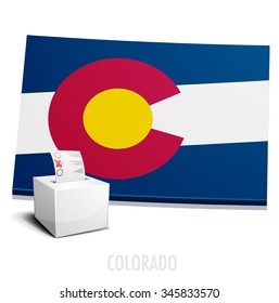 detailed illustration of a ballotbox in front of a map of Colorado, eps10 vector