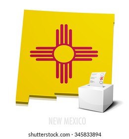 detailed illustration of a ballotbox in front of a map of New Mexico, eps10 vector