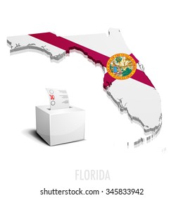 detailed illustration of a ballotbox in front of a map of Florida, eps10 vector