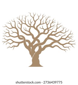 Detailed illustration of a bare tree with twisted branches