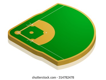 detailed illustration of a baseball field with isometric perspective, eps10 vector