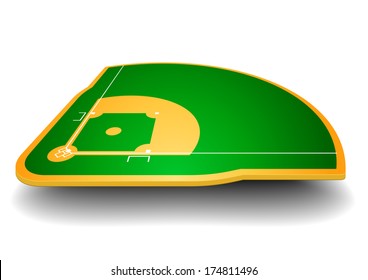 detailed illustration of a baseball field with perspective, eps10 vector