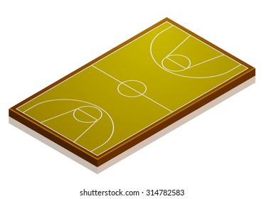 detailed illustration of a basketball court with isometric perspective, eps10 vector