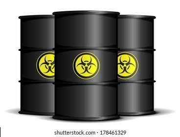 detailed illustration of bio hazard waste barrels, eps10 vector