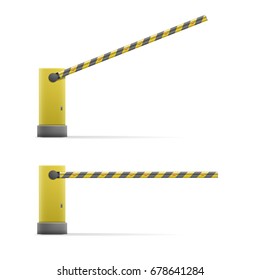 detailed illustration of black and yellow open and closed car barriers, eps10 vector