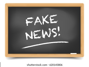 detailed illustration of a blackboard with Fake News text, eps10 vector, gradient mesh included