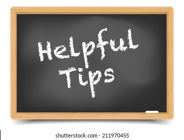 detailed illustration of a blackboard with Heplful Tips text, eps10 vector, gradient mesh included