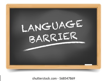 detailed illustration of a blackboard with Language Barrier, eps10 vector, gradient mesh included