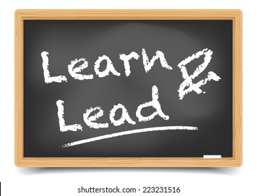 detailed illustration of a blackboard with Learn and Lead text, eps10 vector, gradient mesh included