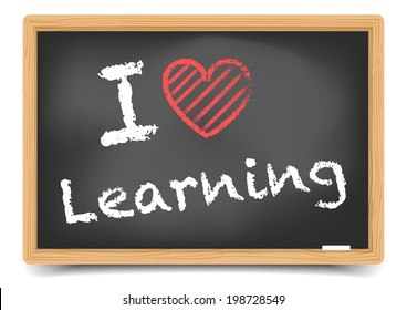 detailed illustration of a blackboard with a I love learning text, eps10 vector, gradient mesh included