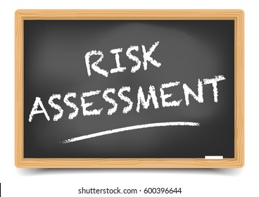 Detailed Illustration Of A Blackboard With Risk Assessment Text, Eps10 Vector, Gradient Mesh Included