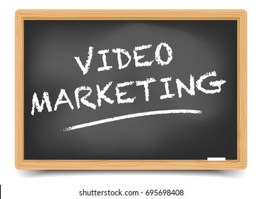 detailed illustration of a blackboard with Video Marketing text, eps10 vector, gradient mesh included