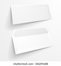 detailed illustration of a blank envelope with large window mockup templates, eps10 vector