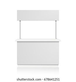 Detailed Illustration Of A Blank Promotion Counter, Retail Trade Stand Isolated On White Background, Eps10 Vector