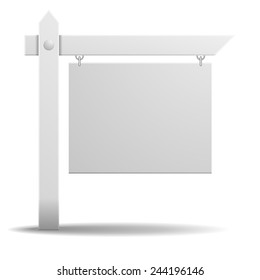 detailed illustration of a blank white real estate sign, eps10 vector