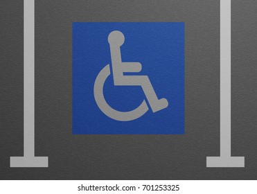 detailed illustration of a blue wheelchair sign in a parking lot, eps10 vector
